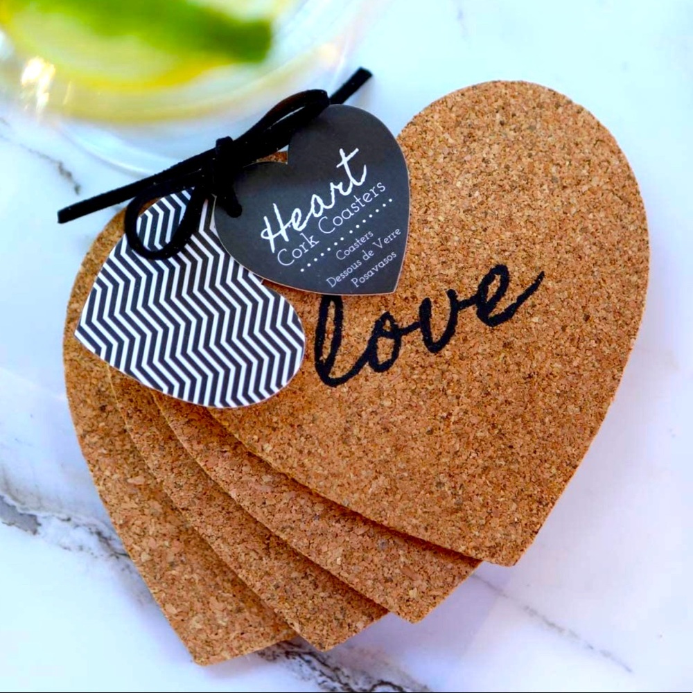 Heart “Love” Cork Coasters